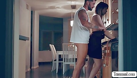 Brunette stepdaughter and her stepbrother have anal fun