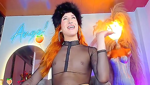 Big black cock fucked by a natural redhead in sexy black dress