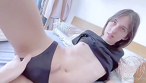 Beautiful brunette 18+ fucks her partner in cup of coffee