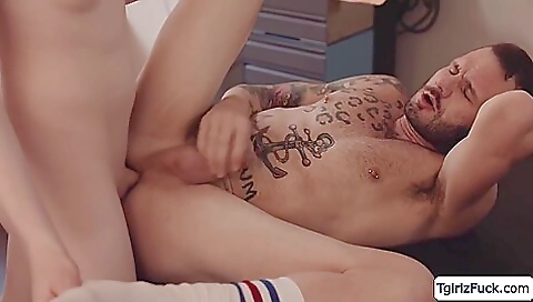 Blonde massage instructor giving you a deepthroating massage