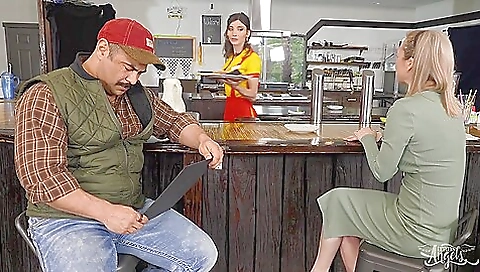 Gorgeous pornstar in interracial milf and brunette film