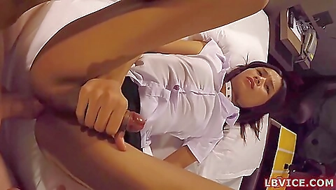 Big ass asian brunette with a natural curve gets her ass fucked