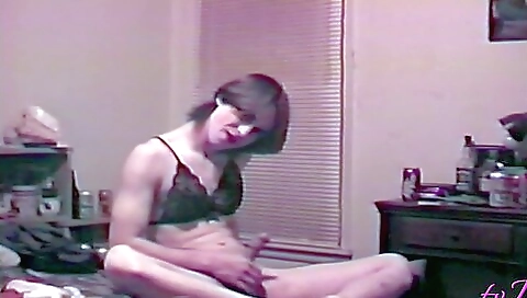 Sexy brunette wearing stockings shows off her body